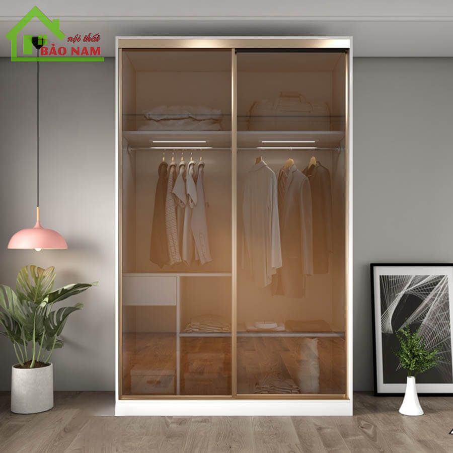 Tủ áo cánh kính lùa đẹp hiện đại - Mẫu tủ áo cánh kính lùa