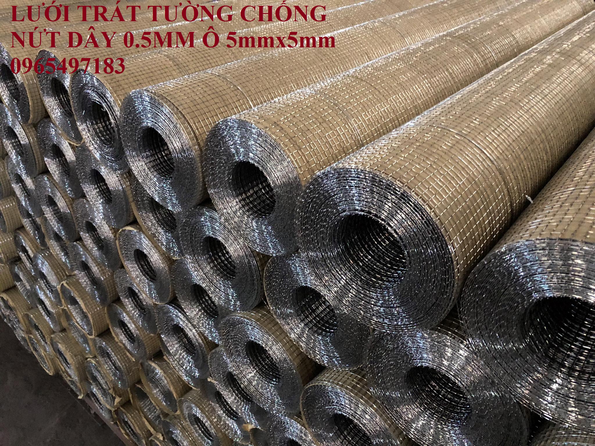 Lưới trát tường 5x5 chống nứt dây 0.5mm khổ 1mx14m/ cuộn