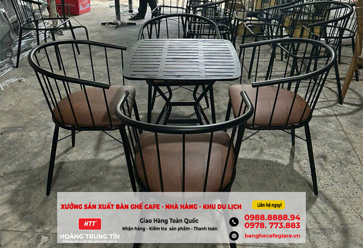 (Long An) Bàn ghế cafe sắt gỗ, sắt nệm chất lượng giá xưởng