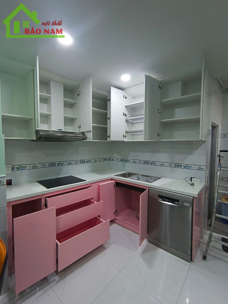 Tủ bếp chữ L đẹp hiện đại TPHCM - Mẫu tủ bếp hình chữ L