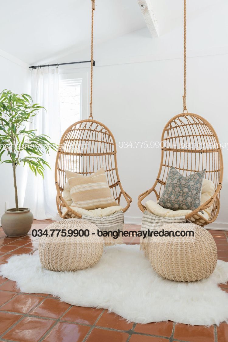 Xích đu treo ban công - Bàn ghế mây tre đan