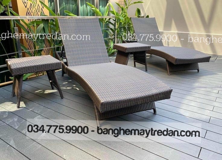 Ghế hồ bơi tắm nắng nhựa giả mây giá tốt