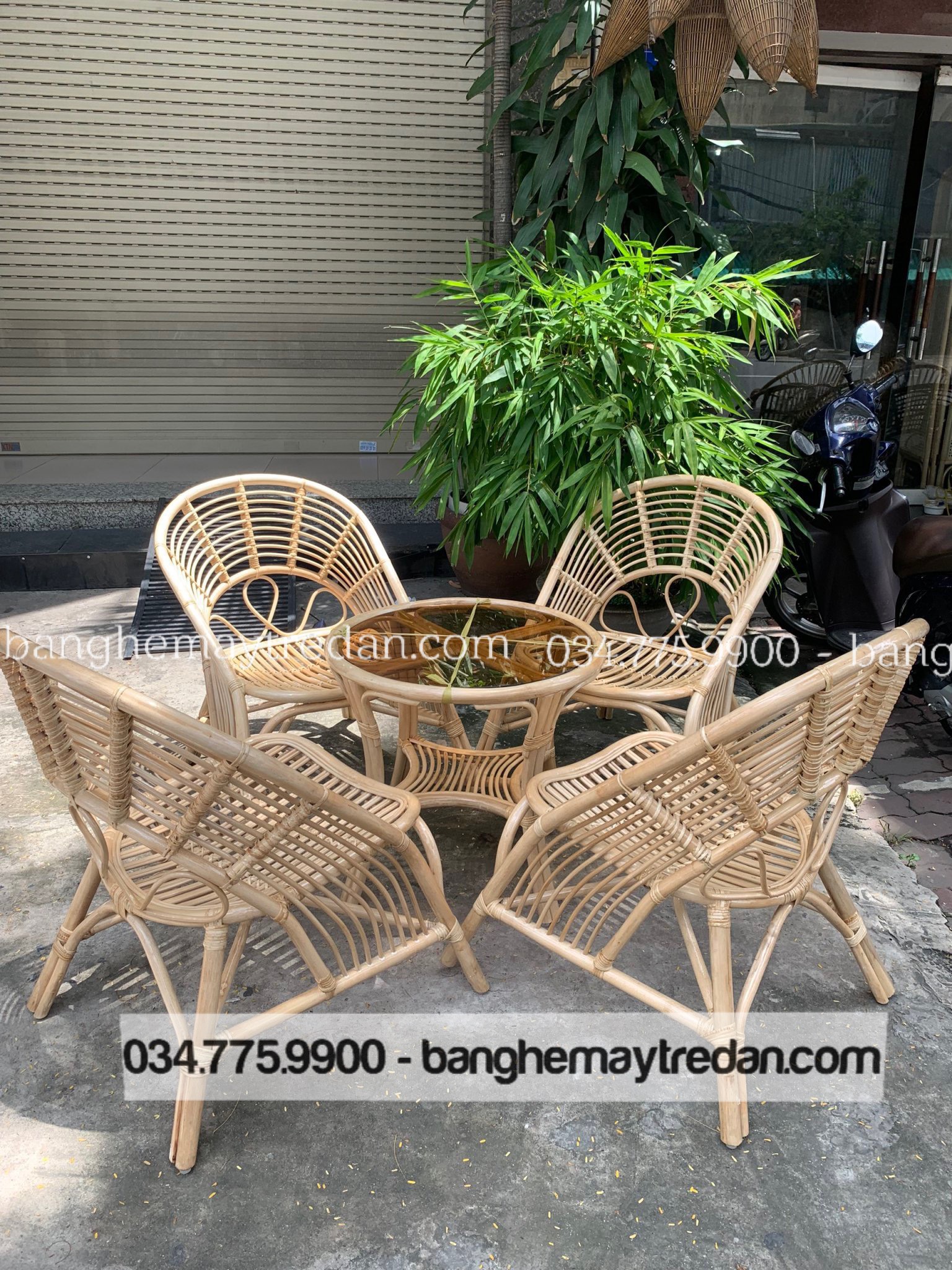 Bộ bàn ghế song mây cao cấp - Bàn ghế mây tre đan