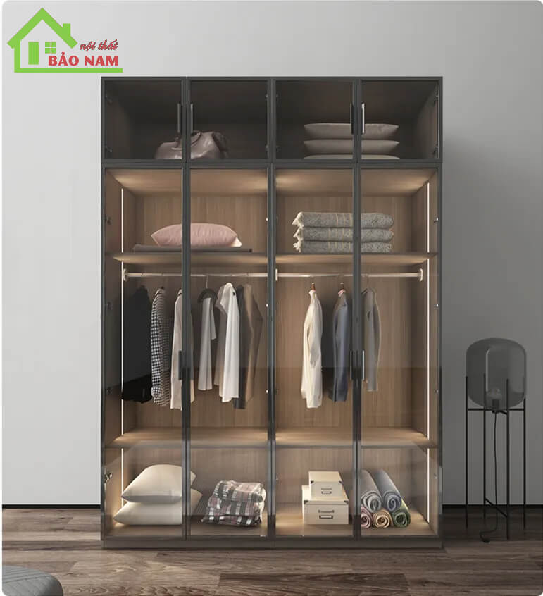 Tủ quần áo cánh kính hiện đai - Đóng tủ quần áo cánh kính giá rẻ
