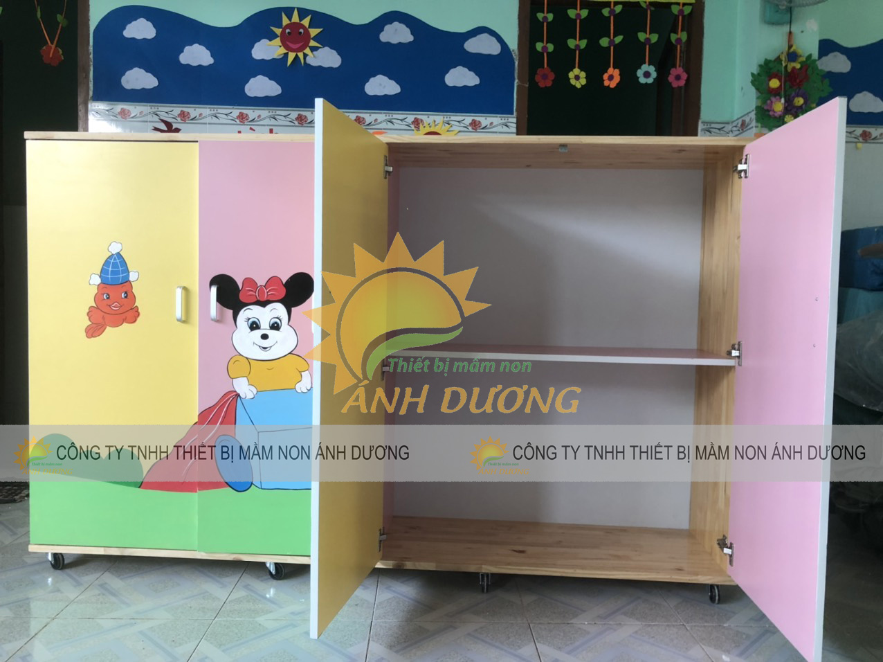 Chuyên sản xuất kệ tủ gỗ trẻ em cho trường lớp mầm non, nhóm trẻ