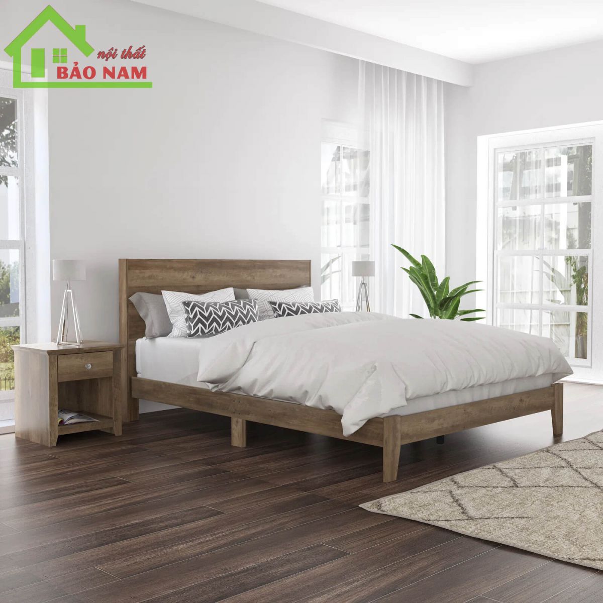 Đóng giường gỗ tự nhiên đẹp, giá rẻ - gia công tại xưởng