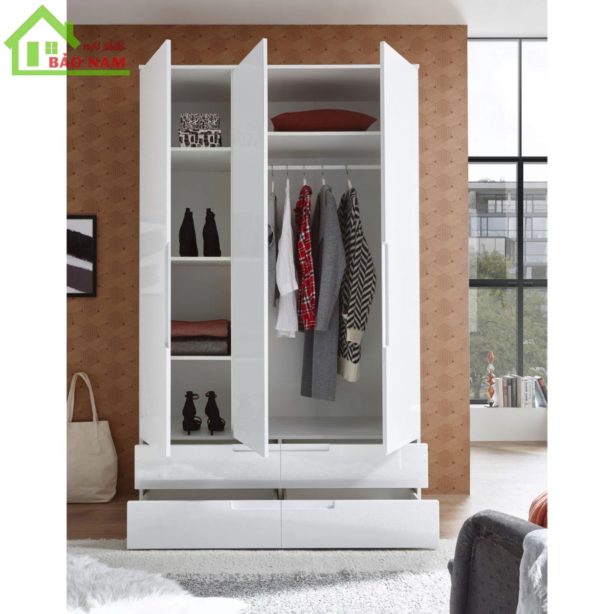 Đóng tủ áo acrylic an cường hiện đại - Giá gốc tại XƯỞNG tphcm