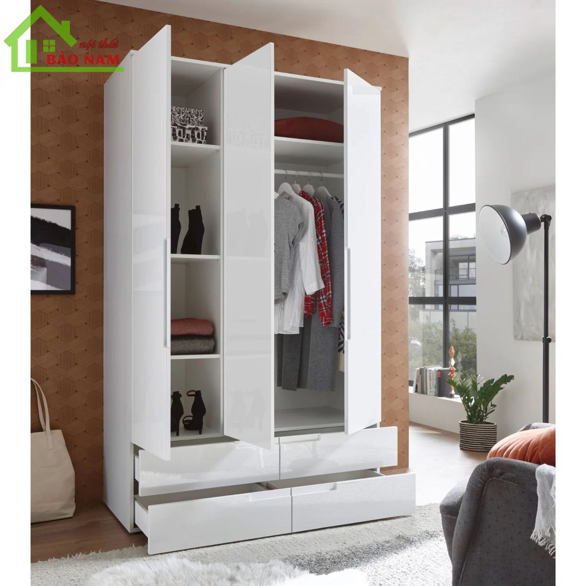 Đóng tủ áo acrylic an cường hiện đại - Giá gốc tại XƯỞNG tphcm