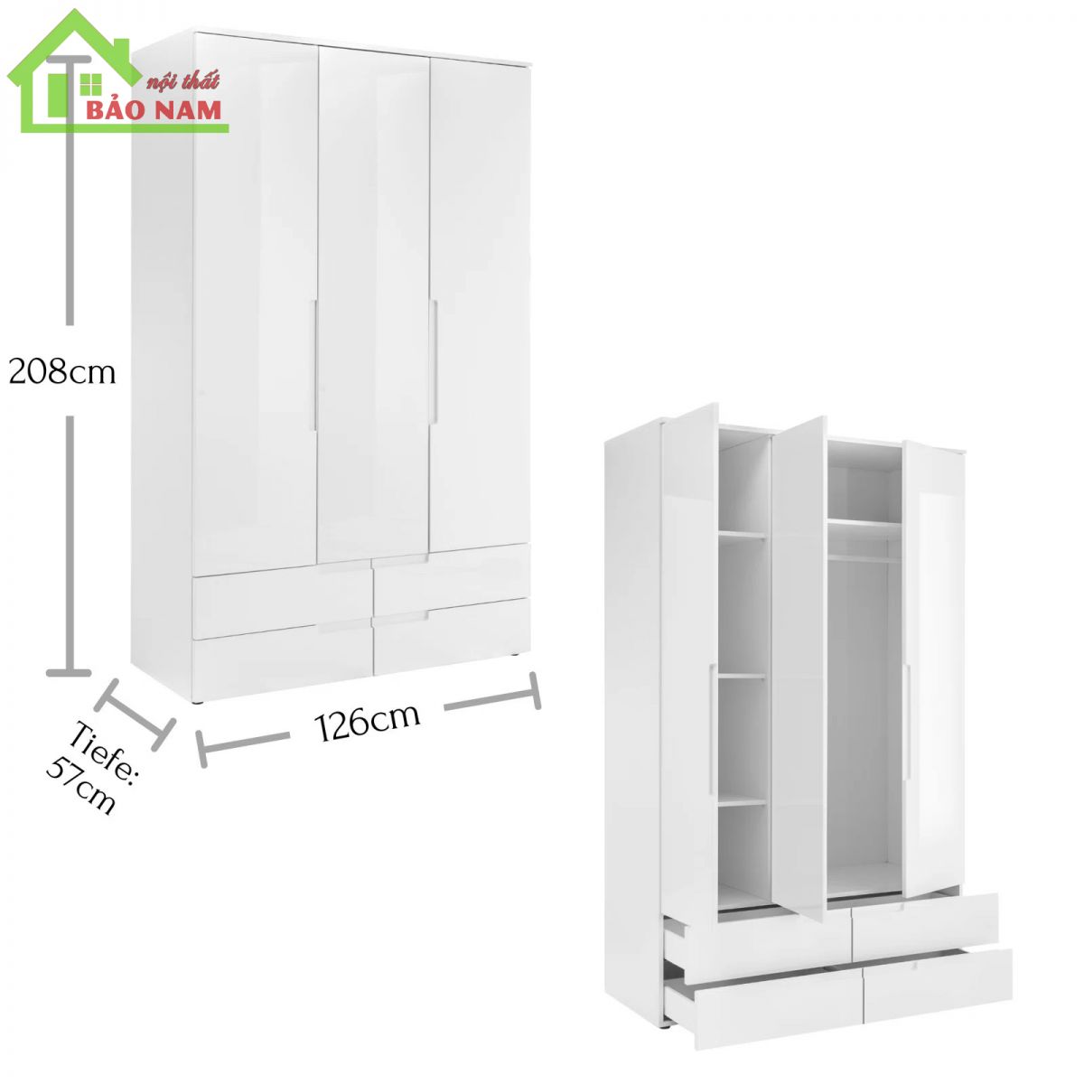 Đóng tủ áo acrylic an cường hiện đại - Giá gốc tại XƯỞNG tphcm