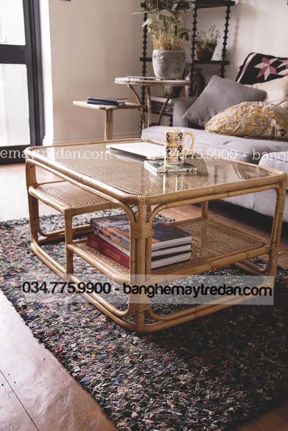 Bàn mây thiết kế hiện đại, trẻ trung - Mây Tre Lục Bình