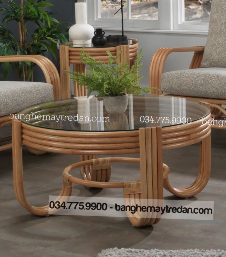 Bàn mây thiết kế hiện đại, trẻ trung - Mây Tre Lục Bình