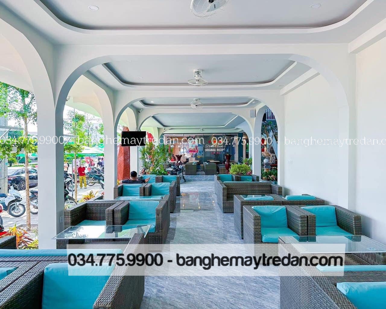 Ghế mái vòm xanh ngọc decor quán cafe cao cấp