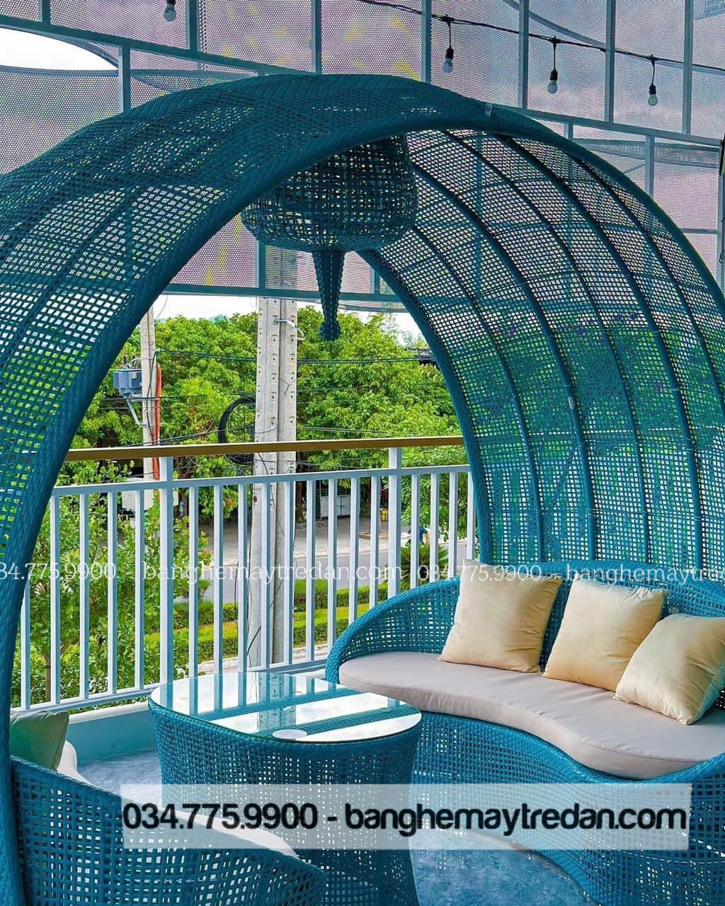 Ghế mái vòm xanh ngọc decor quán cafe cao cấp