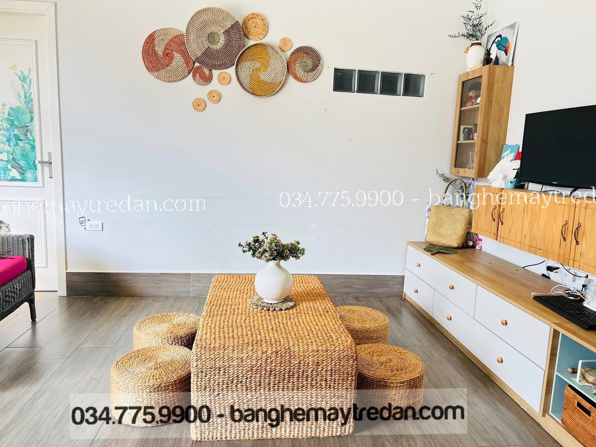Bàn ghế ngồi bệt uống trà bằng lục bình cao cấp