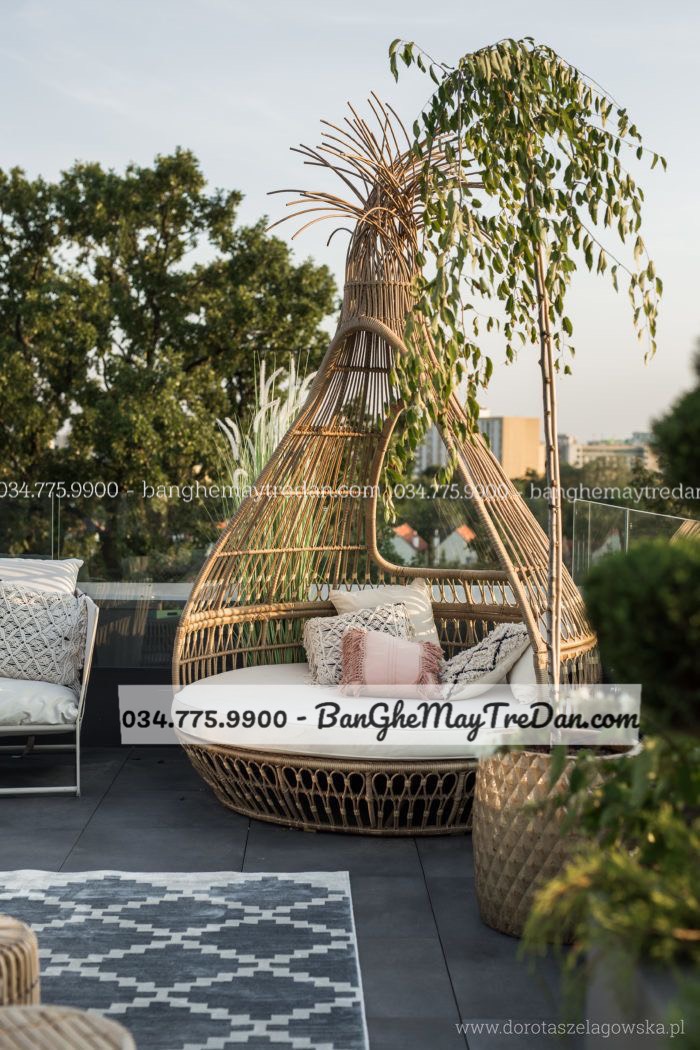 Ghế tổ chim mây nhựa cho homestay cao cấp