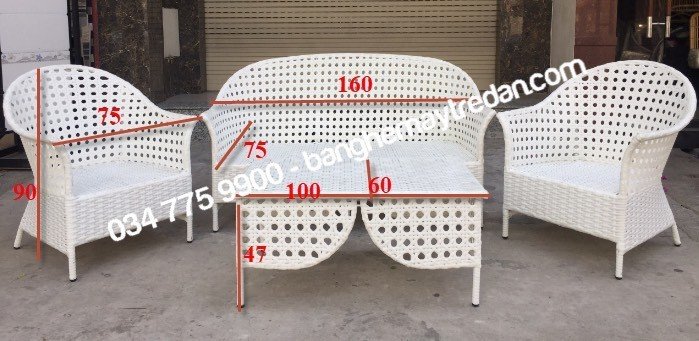 Bộ bàn ghế nhựa giả mây phòng khách hiện đại