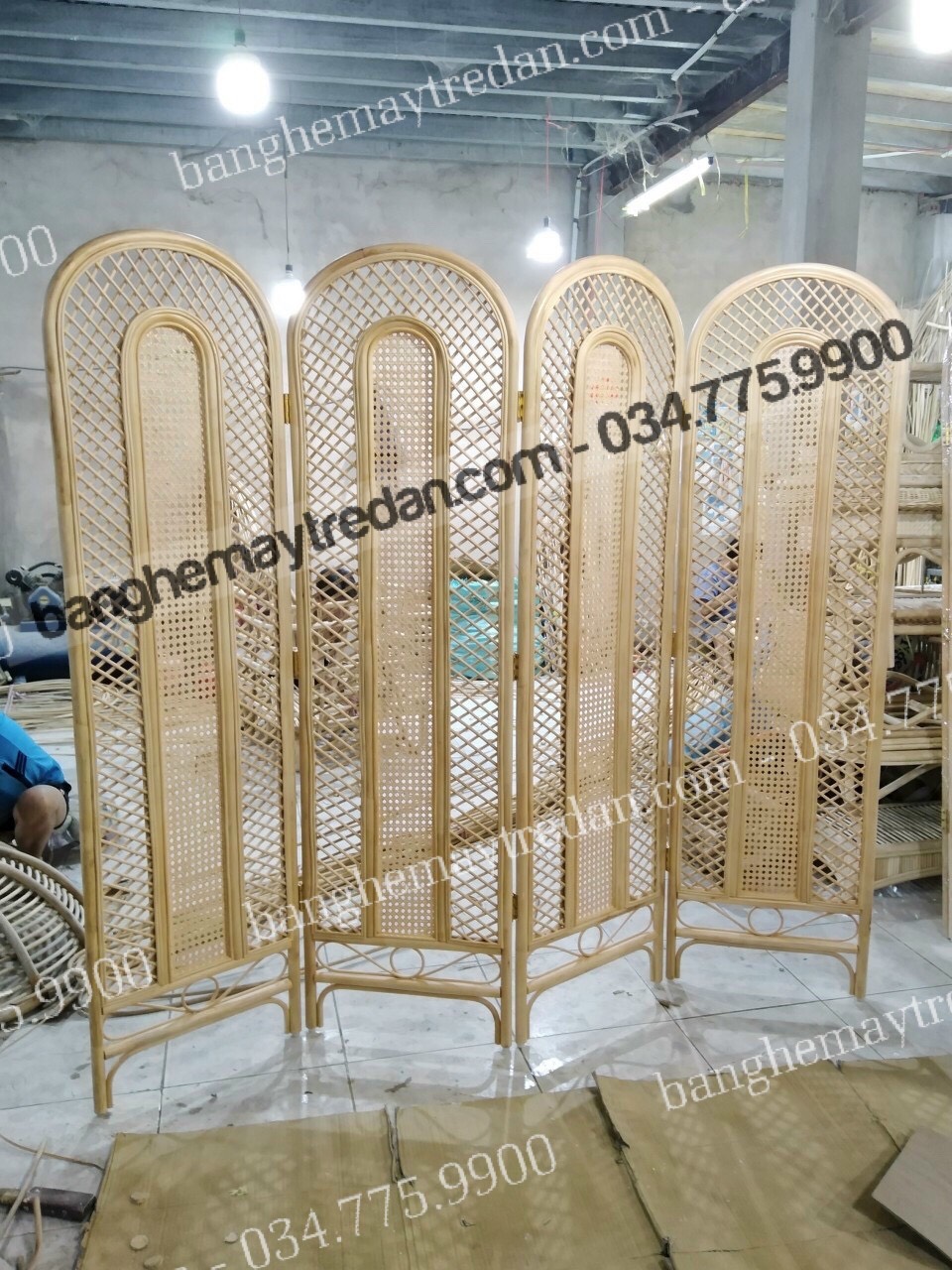 Vách ngăn phòng trang trí bằng mây tre đan