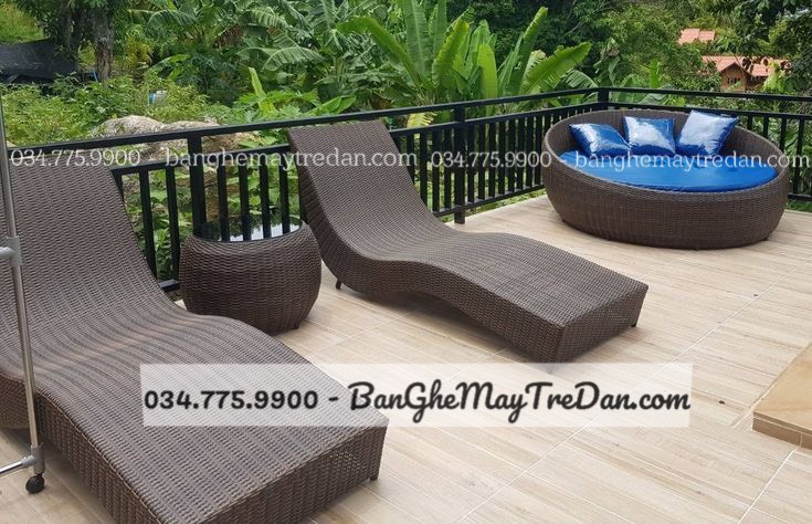 Giường hồ bơi tắm nắng bằng nhựa giả mây để ngoài trời