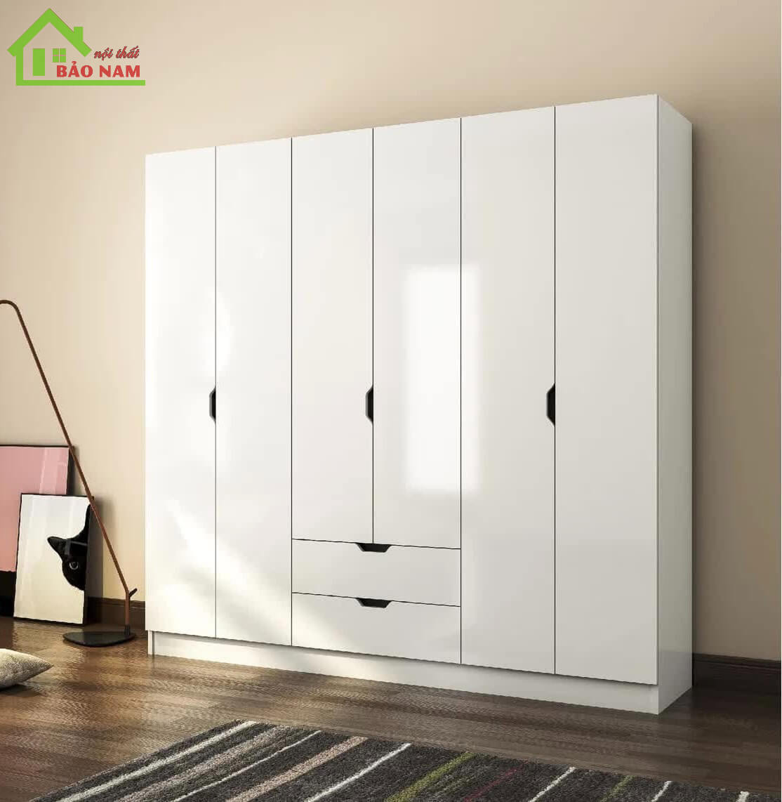 Tủ áo acrylic bóng gương an cường - Đóng tủ áo gỗ an cường