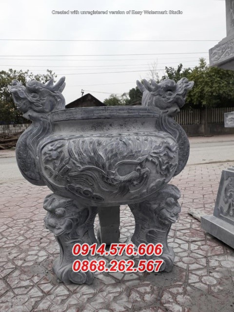 33  Mẫu lư hương đá đẹp - đỉnh hương nhà chùa bằng đá