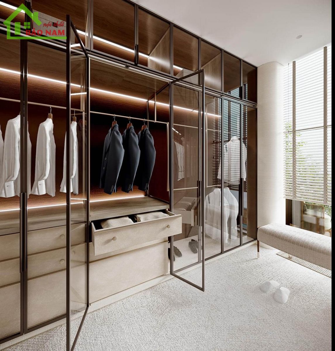 Tủ áo cánh nhôm kính đẹp tphcm - nội thất bảo nam