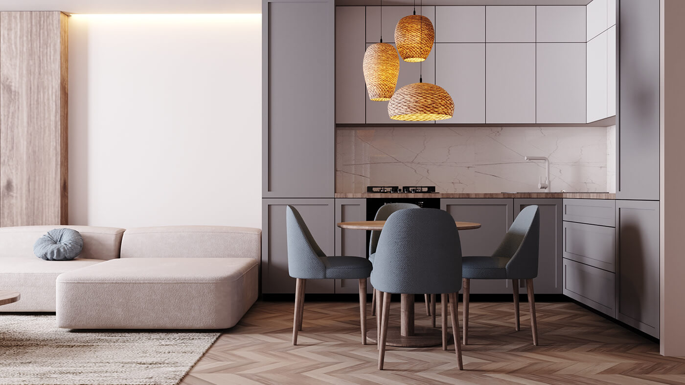 Mẫu thiết kế nội thất căn hộ chung cư 53m2 đẹo hiện đại