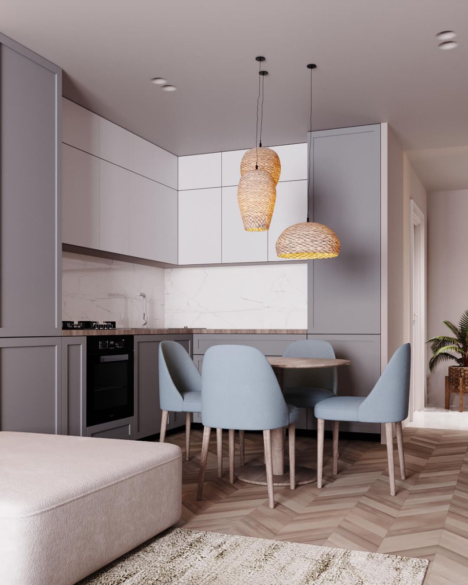 Mẫu thiết kế nội thất căn hộ chung cư 53m2 đẹo hiện đại