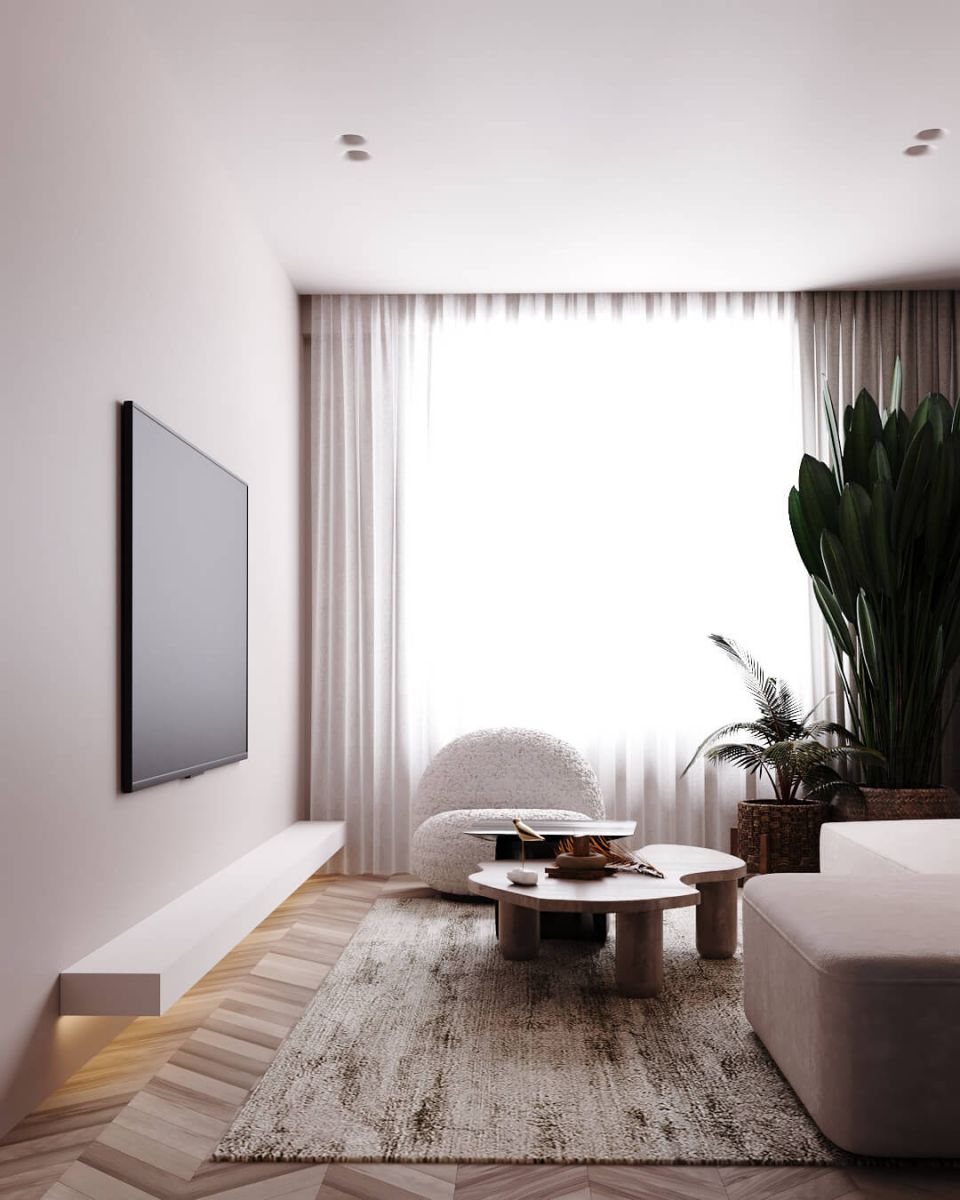 Mẫu thiết kế nội thất căn hộ chung cư 53m2 đẹo hiện đại