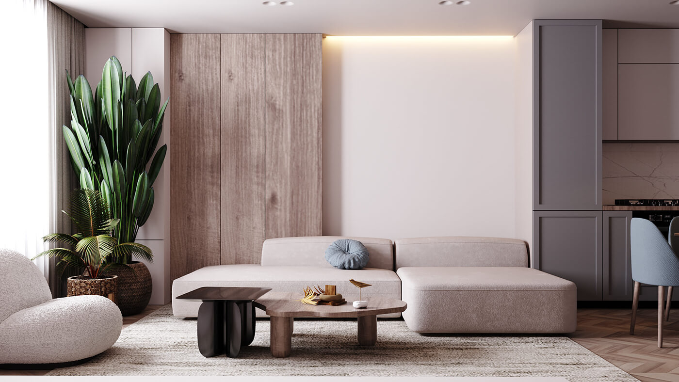 Mẫu thiết kế nội thất căn hộ chung cư 53m2 đẹo hiện đại
