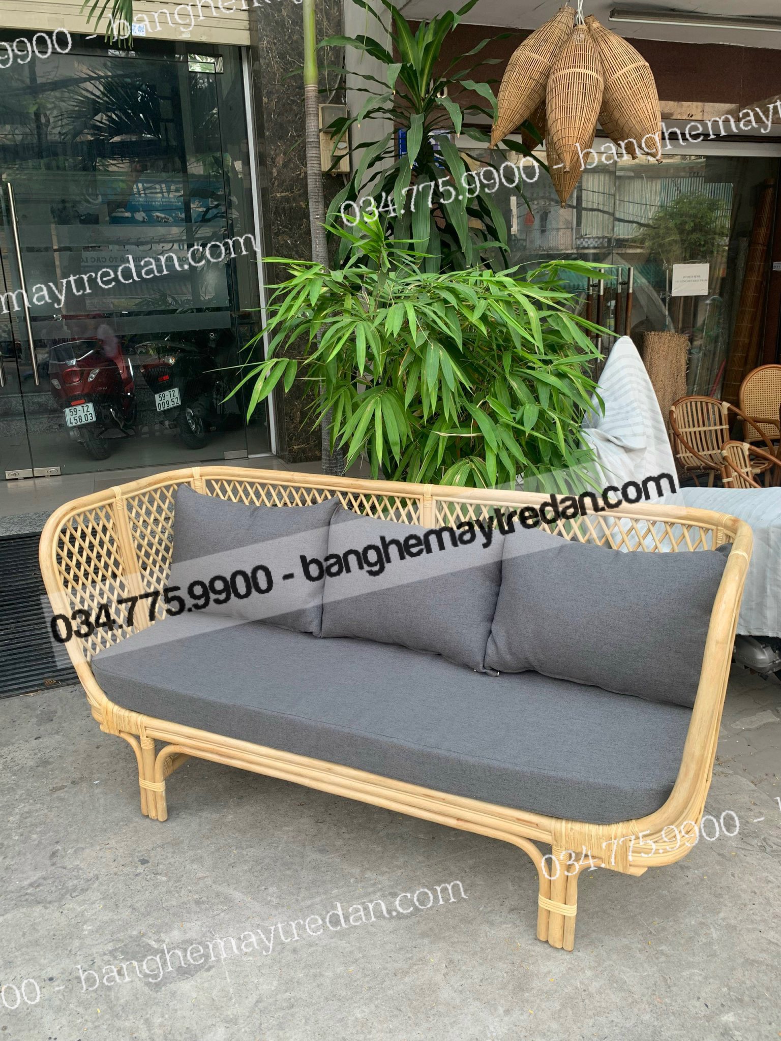 Ghế sofa văng dài mây tự nhiên - Bàn ghế mây tre đan