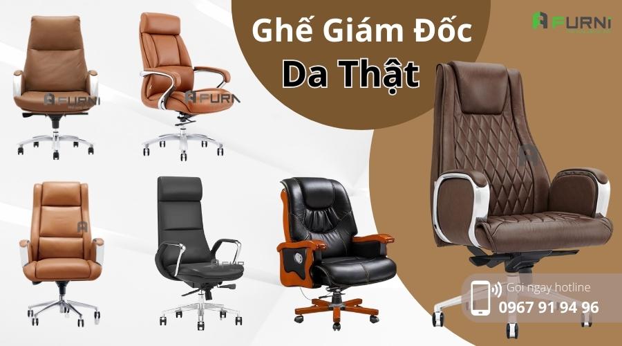 Ghế Giám Đốc Da Thật Lưng Cao Hiện Đại Nhập Khẩu HCM