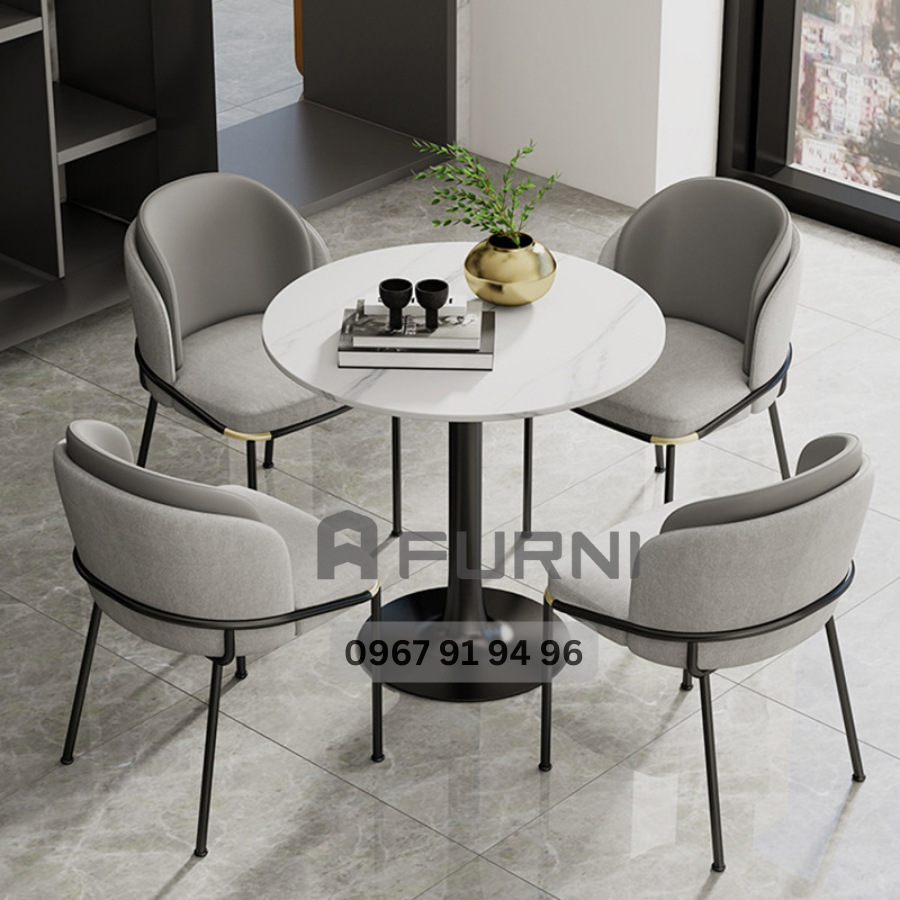 Bộ Bàn Ghế Tiếp Khách Văn Phòng 4 Ghế Ngồi Bọc Vải Đẹp Sang Trọng HCM
