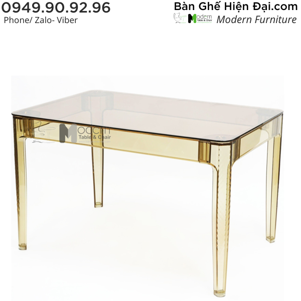 Bàn phòng khách mặt kính chân nhựa trong suốt nhập khẩu cao cấp