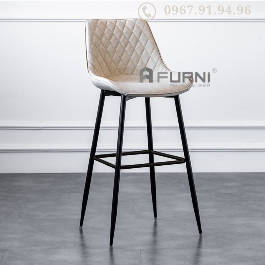 Ghế khu Pantry văn phòng lưng cao chân sắt nệm bọc da PVC CB2285-P