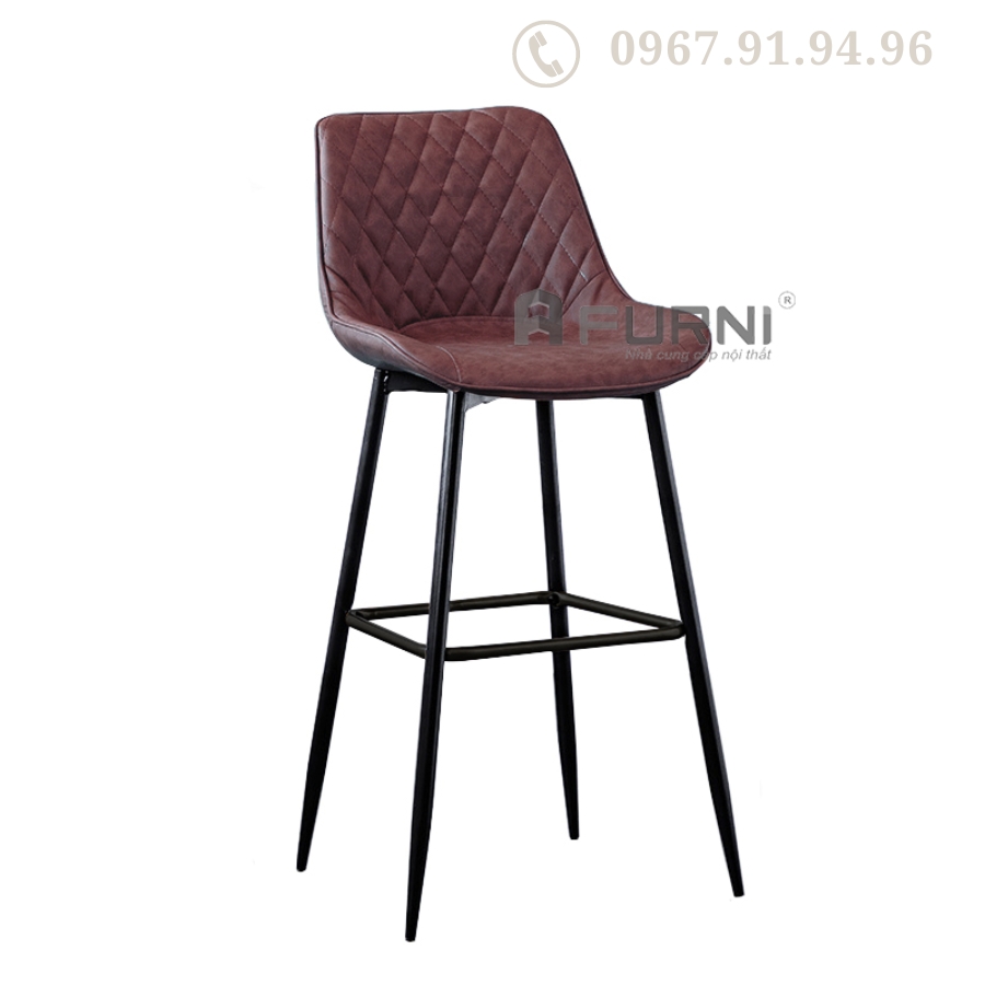 Ghế khu Pantry văn phòng lưng cao chân sắt nệm bọc da PVC CB2285-P