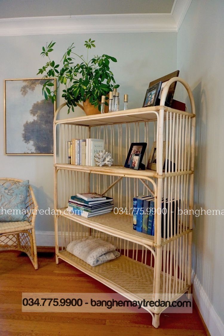 Kệ mây để sách trang trí - Mây Tre Lục Bình