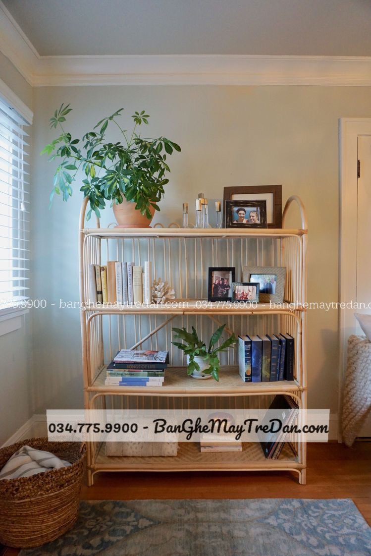 Kệ mây để sách trang trí - Mây Tre Lục Bình