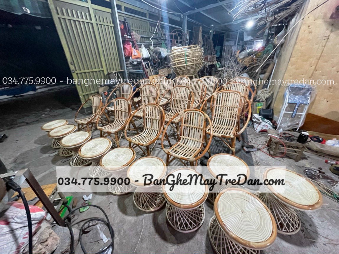 Xưởng đan bàn ghế mây tự nhiên chất lượng cao, giá tốt