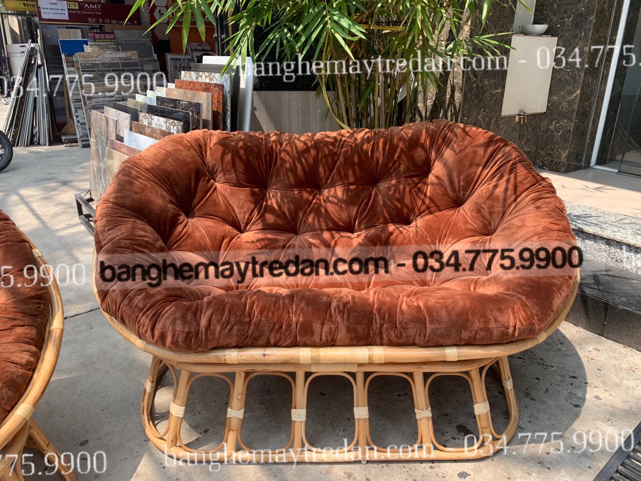 Ghế papasan tròn bằng mây tự nhiên cao cấp