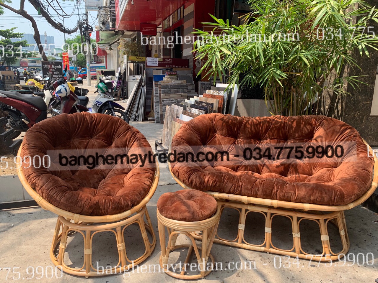 Ghế papasan tròn bằng mây tự nhiên cao cấp