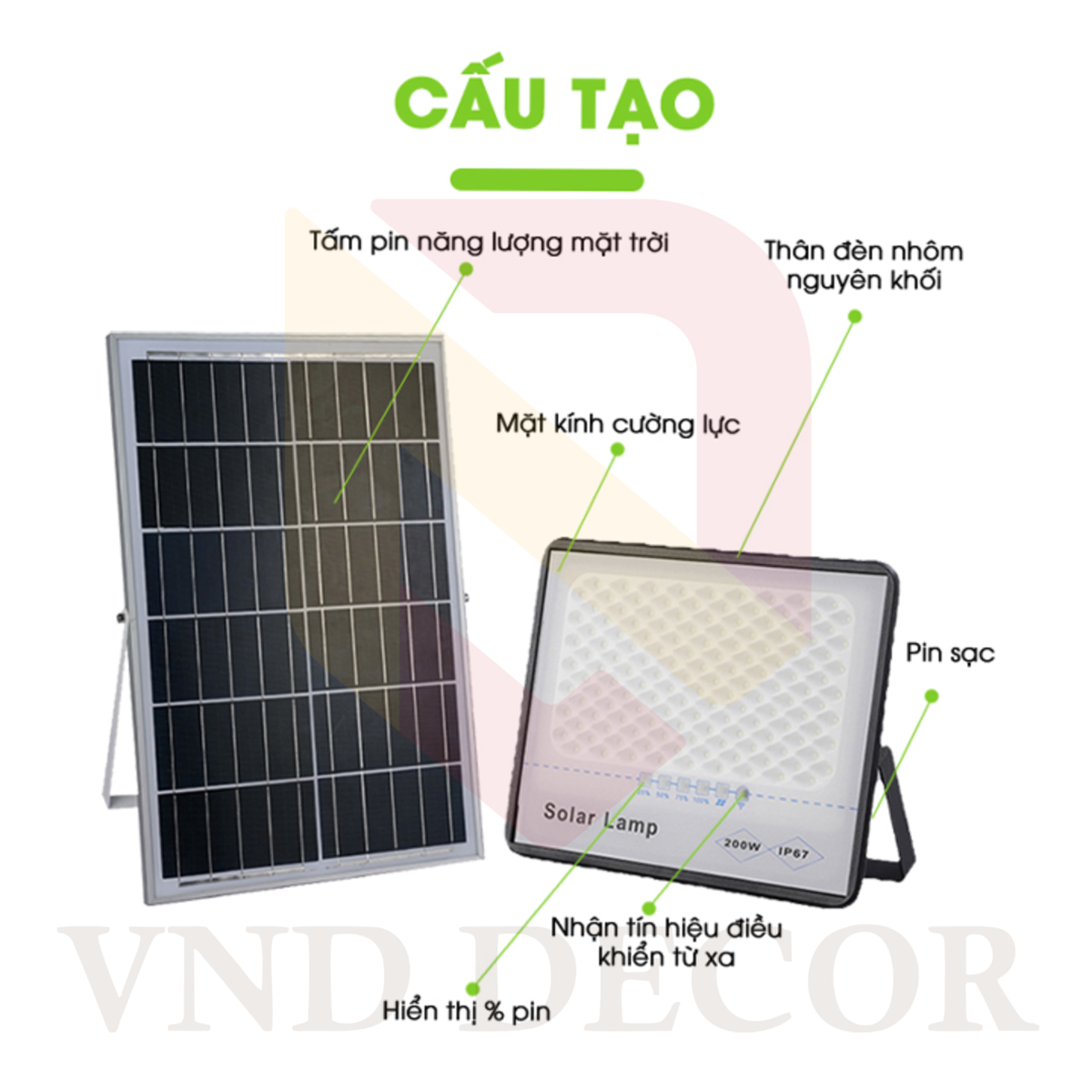 Đèn Năng Lượng Mặt Trời 100W Chống Choá, Có Remote Điều Khiển.