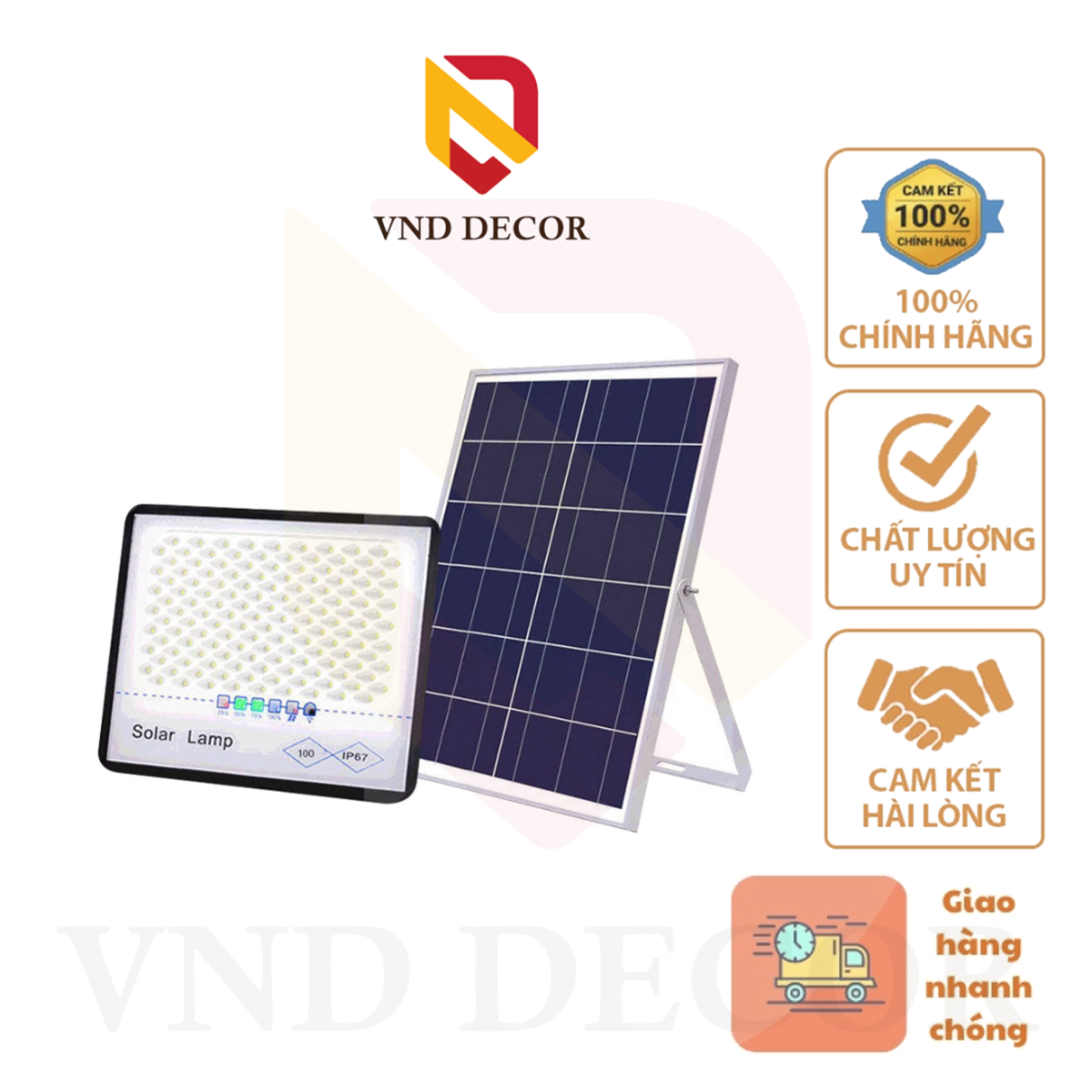 Đèn Năng Lượng Mặt Trời 100W Chống Choá, Có Remote Điều Khiển.