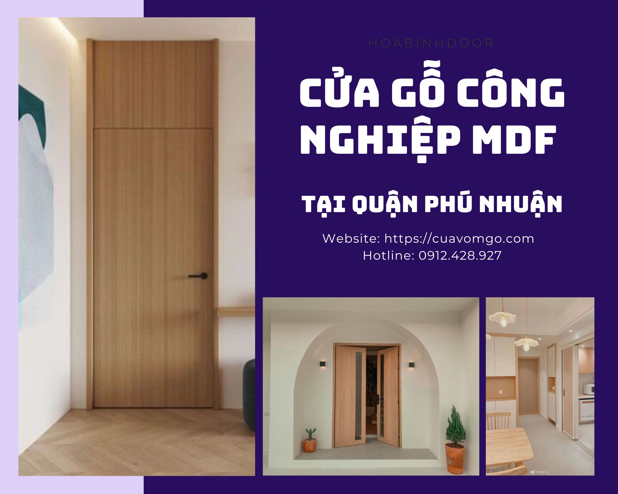 Cửa gỗ công nghiệp MDF tại Phú Nhuận  Melamine - Laminate