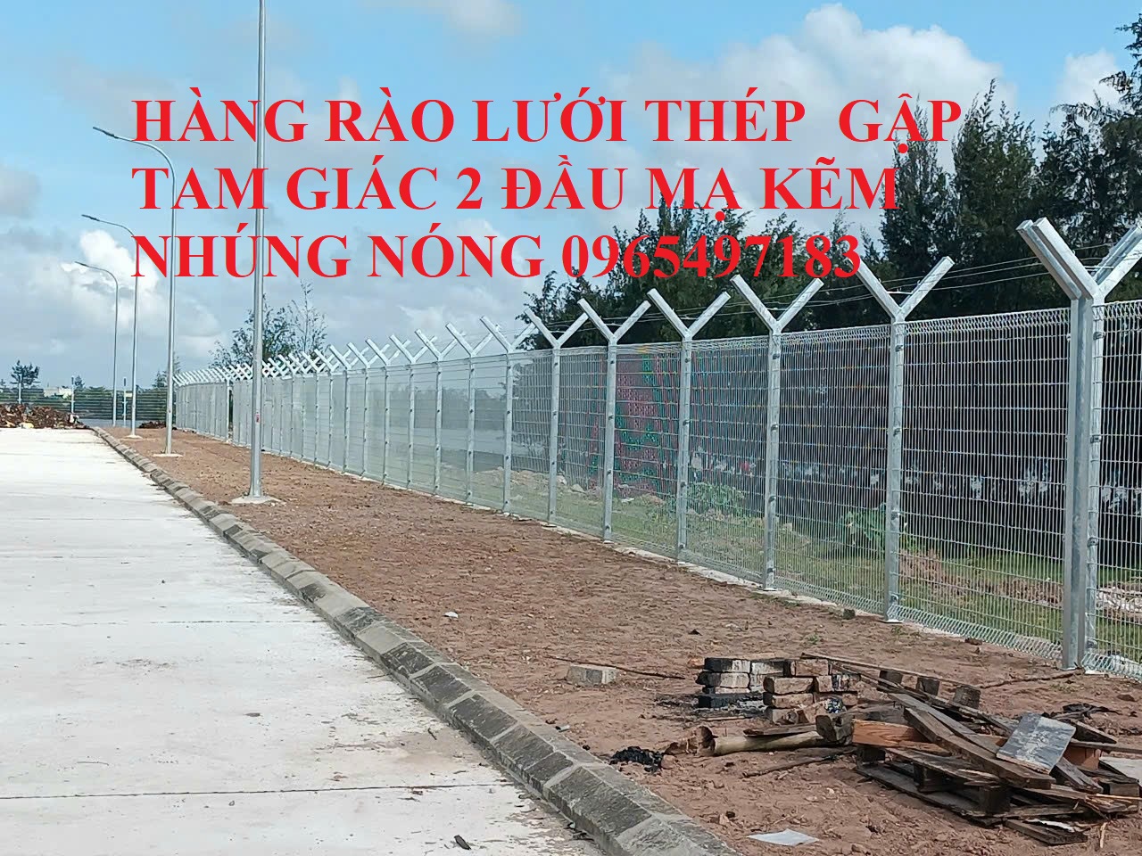 Lưới hàng rào gập tam giác 2 đầu , hàng rào lưới thép hàn