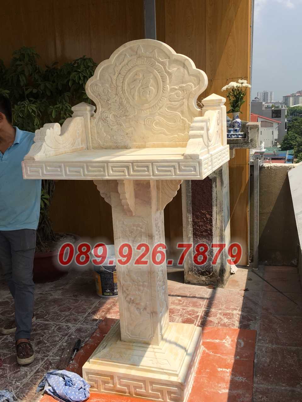 miếu thờ đá - Mẫu miếu thờ bằng đá, để tro cốt, có mái
