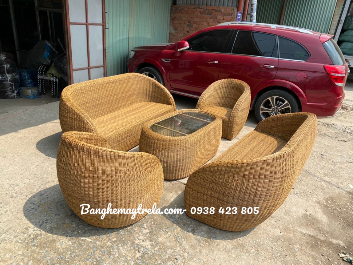 Bàn ghế sofa mây nhựa ngoài trời- Sofa giả mây