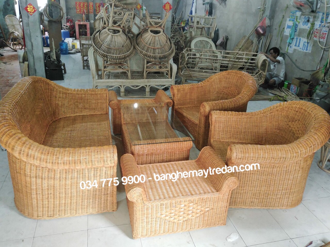 Xưởng đan sofa, salon mây đặt theo yêu cầu