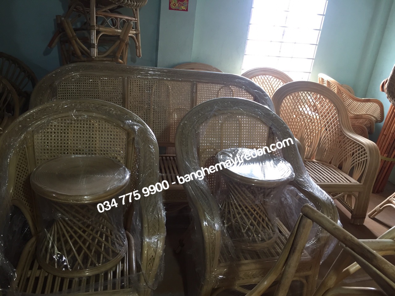 Xưởng đan sofa, salon mây đặt theo yêu cầu