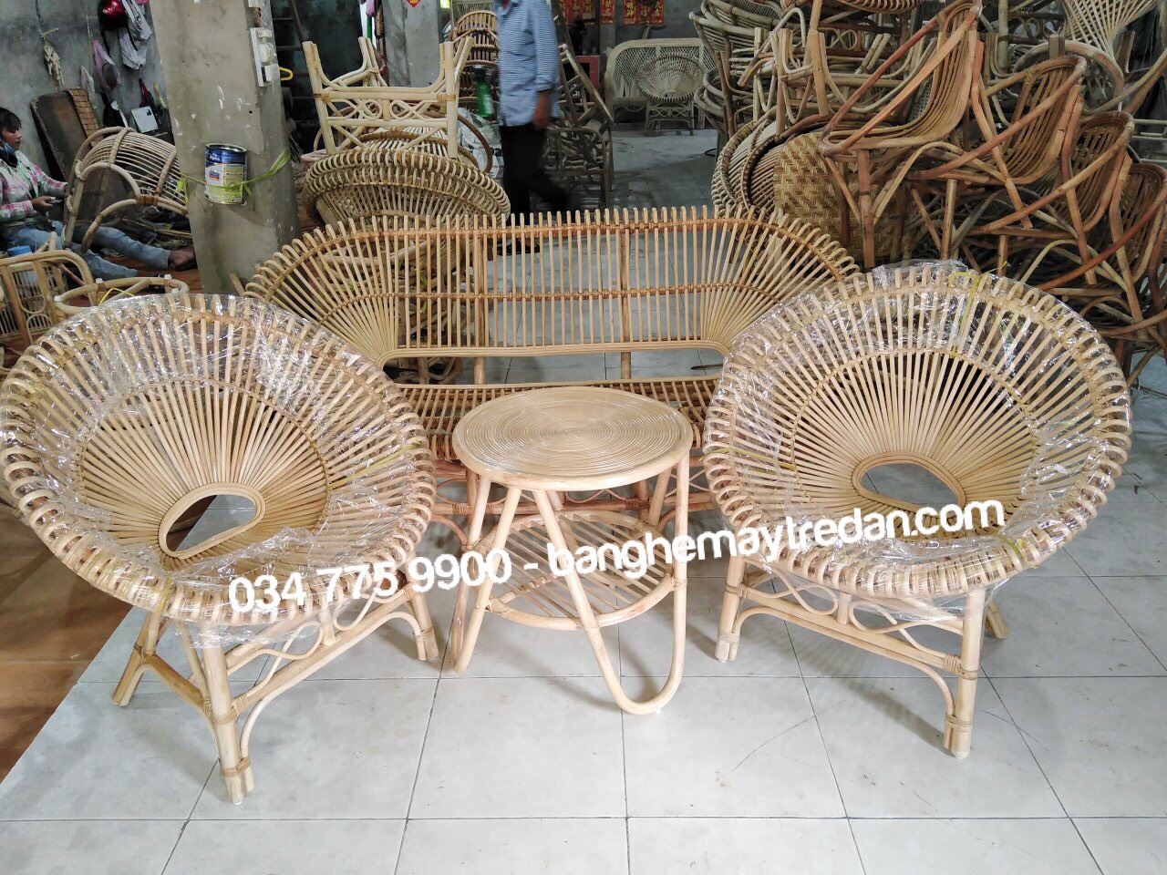 Xưởng đan sofa, salon mây đặt theo yêu cầu