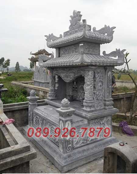 Mộ đá đôi - Mẫu mộ đá đẹp Long An- Mẫu mộ đá mái vòm, không mái